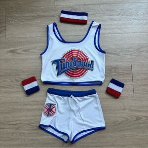 Fashion Nova Tune Squad White and Blue Athletic Set